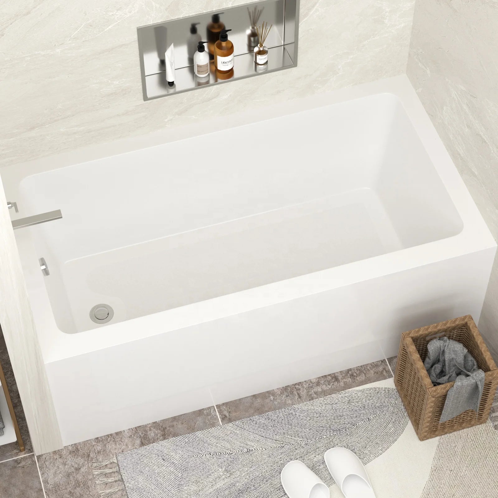 Free Shipping Contemporary Freestanding  White Acrylic Bathtub  Apron Installation