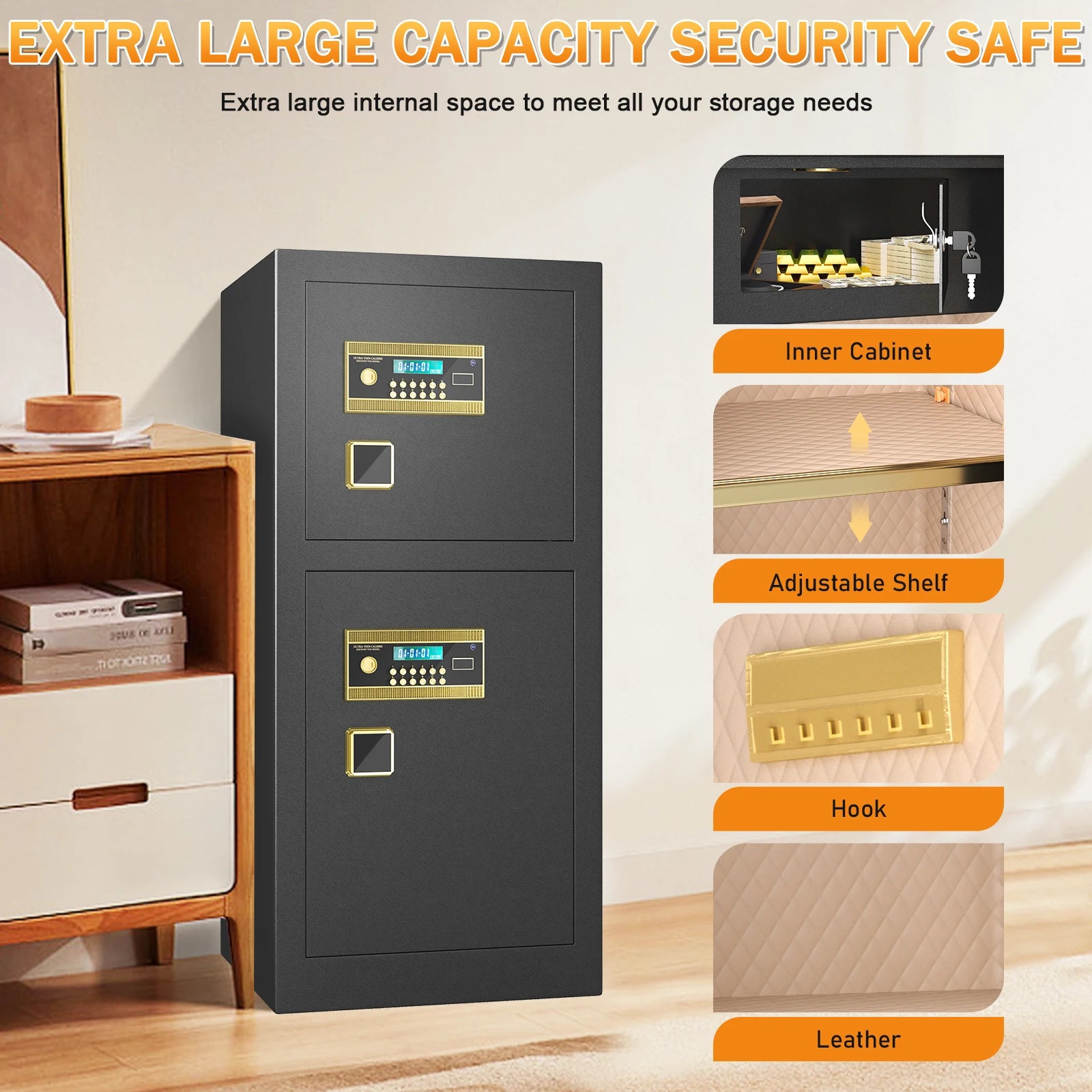 Free Shipping Office 2 Door Lockers Big Capacity Large Jewellery Safety Box for Home Office Safety US Warehouse