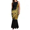 Undefined Polynesian Tribal Long Bodycon Sleeveless Mermaid Evening Dresses Tie Knotted Back Women's Fishtail Casual Dresses