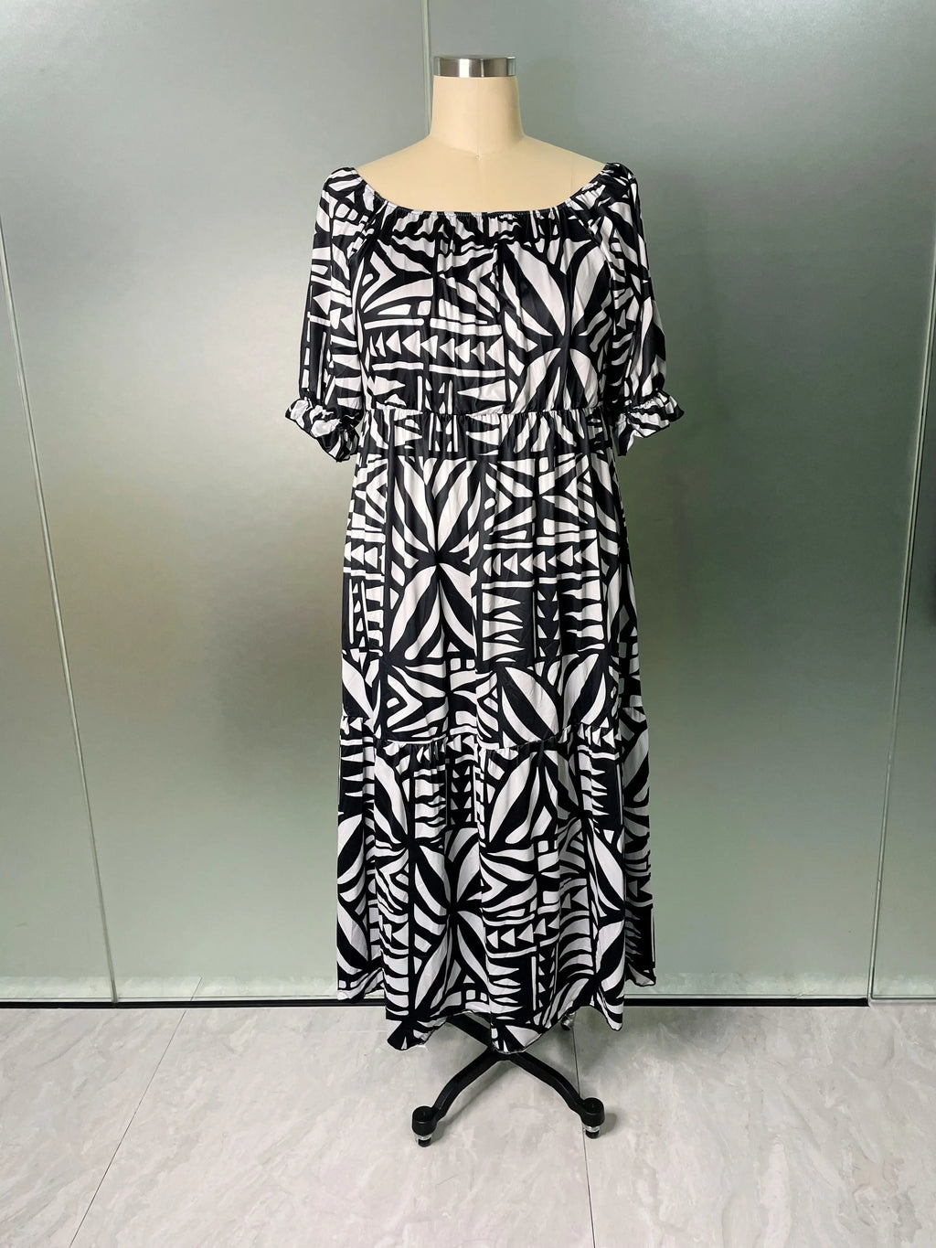 High Quality Hawaiian Tropical Style Design Women's Bubble Sleeve Dress Polynesian Plus Size Women Clothing TE PA Casual Dresses