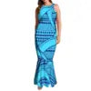 Undefined Polynesian Tribal Long Bodycon Sleeveless Mermaid Evening Dresses Tie Knotted Back Women's Fishtail Casual Dresses