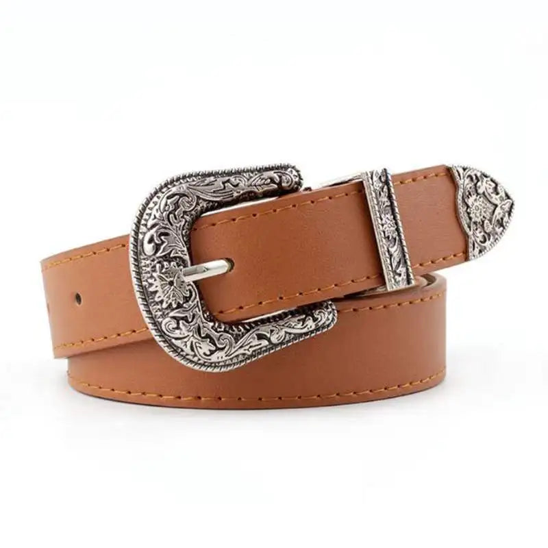 Black Leather Belt Women Metal Heart Buckle Waist Belt Vintage Western Carved Jeans Ladies Belts Shirts Waistband cinturon mujer