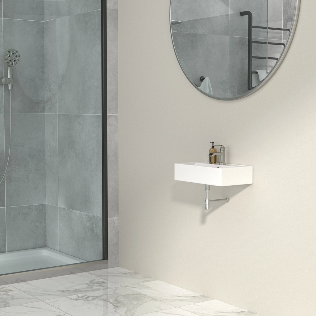 USA Stock Free Shipping White Ceramic Wash Basin 21 Inch Wall Hung Art Basin Modern Bathroom Sinks Wall Mount Hand Washing Bowl