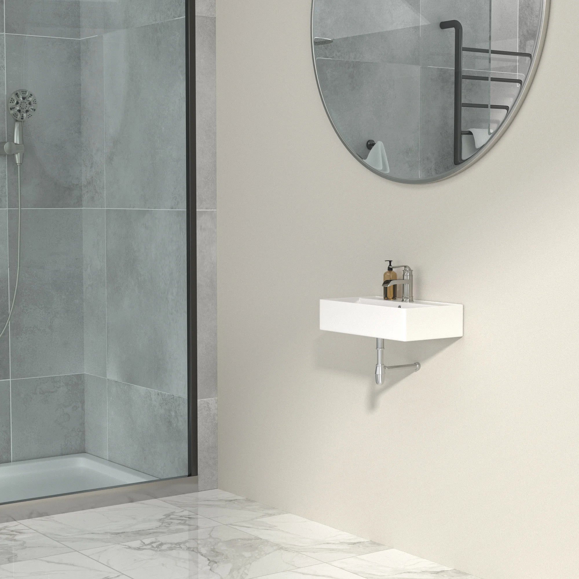 USA Stock Free Shipping White Ceramic Wash Basin 21 Inch Wall Hung Art Basin Modern Bathroom Sinks Wall Mount Hand Washing Bowl