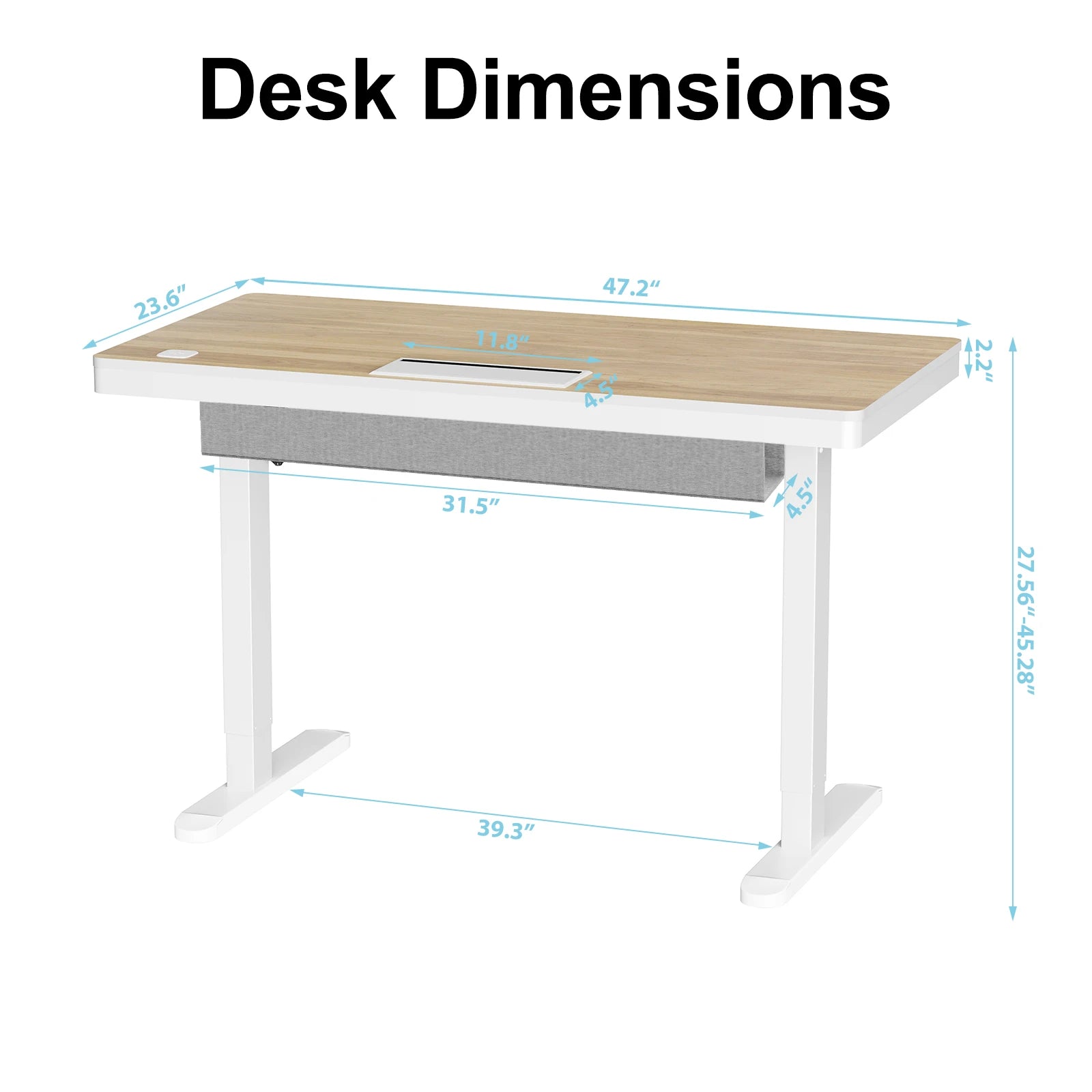 Dropshipping Height Adjustable Desk Standing Desk with Drawer,Wireless Charging & Cable Management Tray