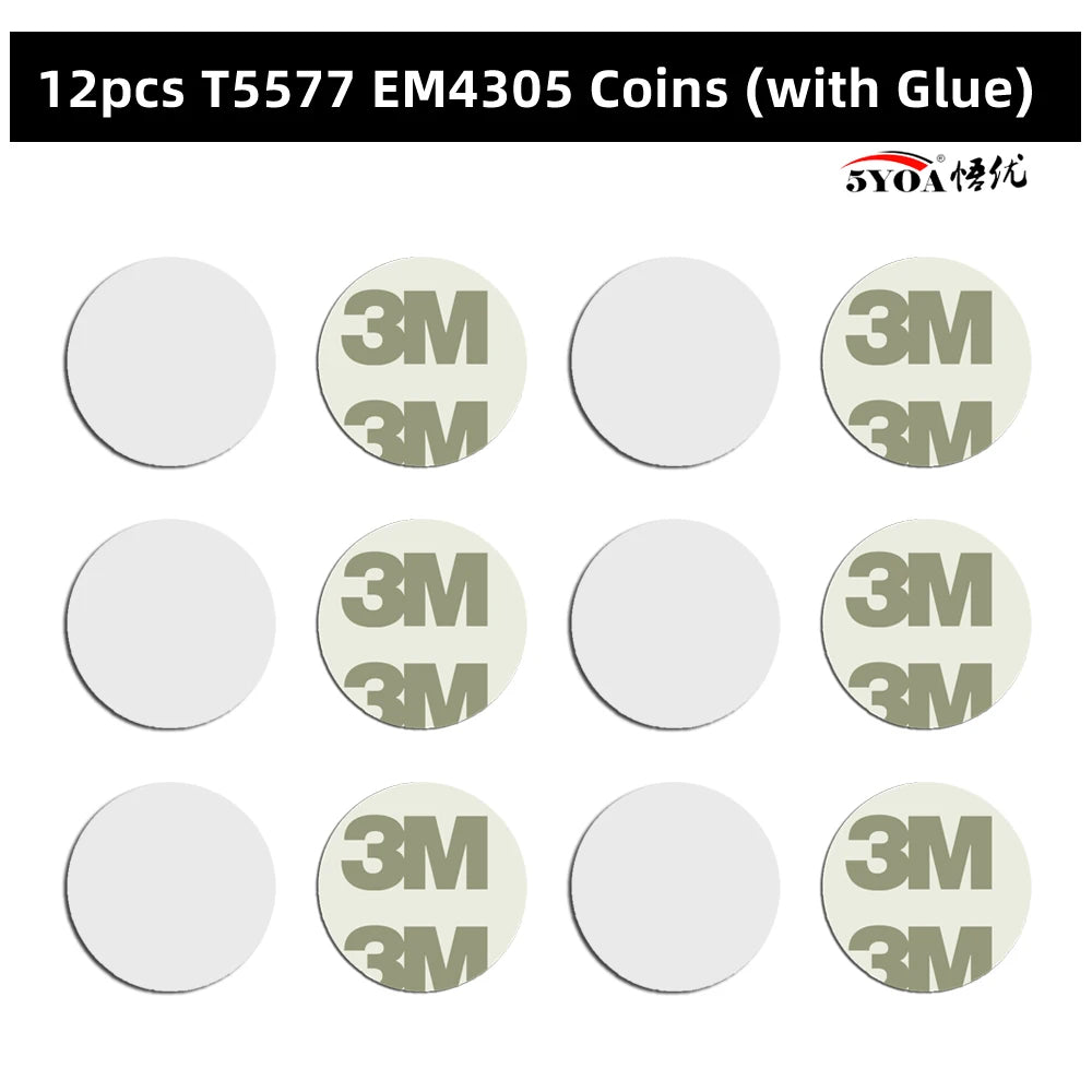 12pcs RFID 125khz EM4305 T5577 Blank Key Tag Chip Ring Coin Cards Tags Keytag Copy Rewritable Writable Rewrite Duplicate 125 khz