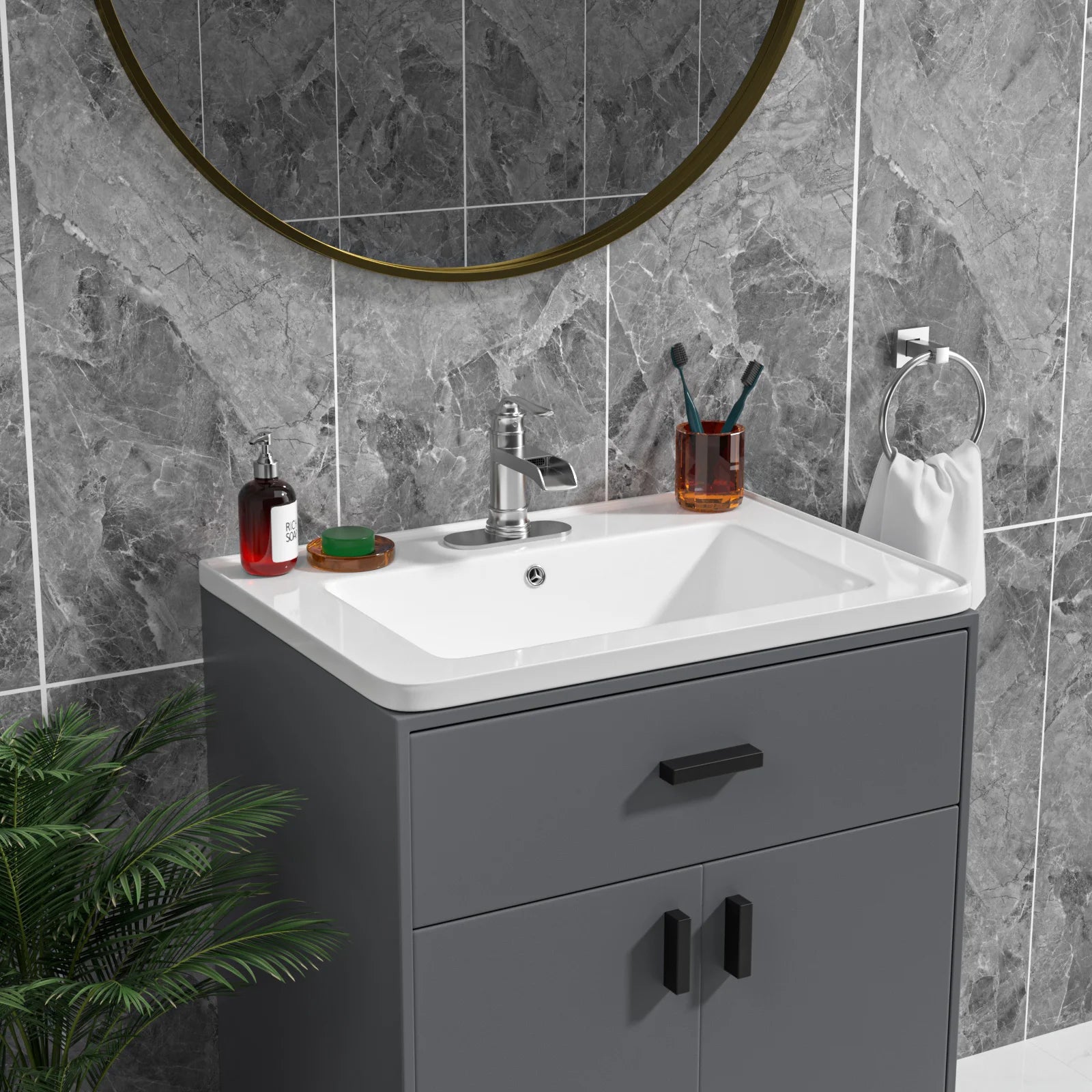 US Free Shipping  Bathroom Vanity Sink Top Ceramic Vanity Sink Top with Overflow, Drop in Bathroom Vessel Sink