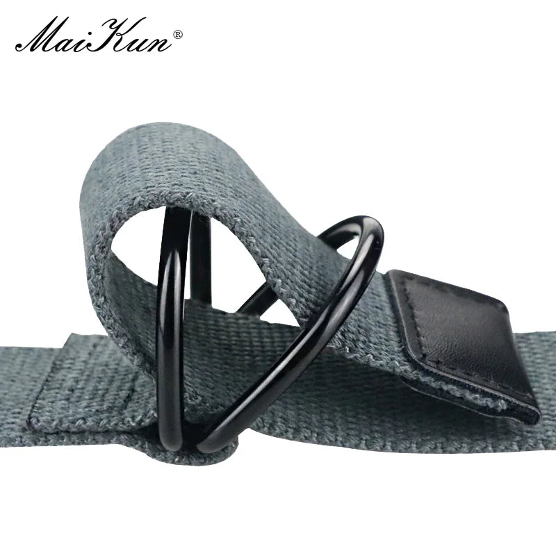 Maikun Tactical Canvas Men Belt High Quality Unisex Double D-Ring Buckle Waistband Casual Canvas Female Belt Fabric For Jeans