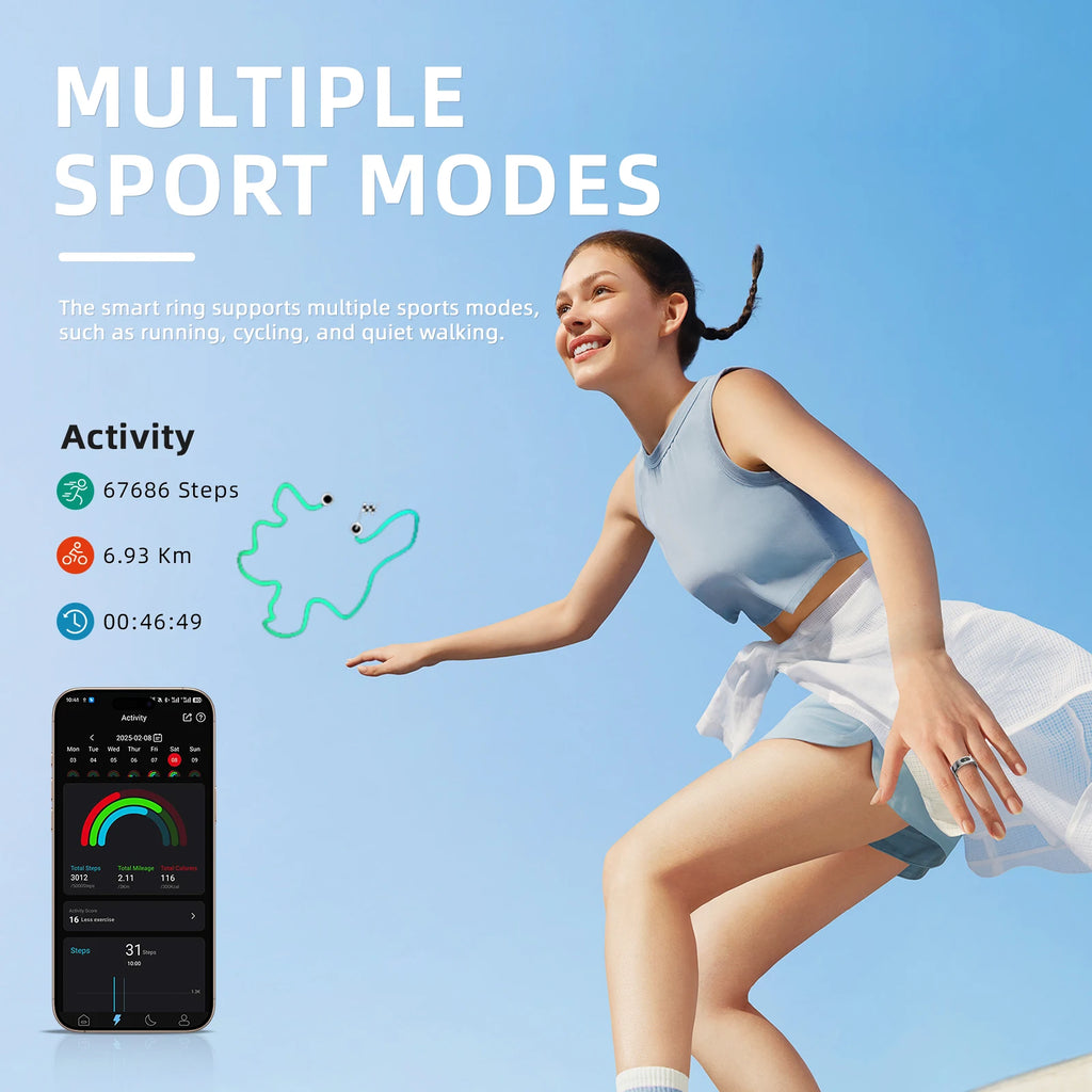 US Local stock Free shipping R08 smart ring BT Music Control Silver Tasbih Video Scrolling Turn Body Temperature Health Monitor