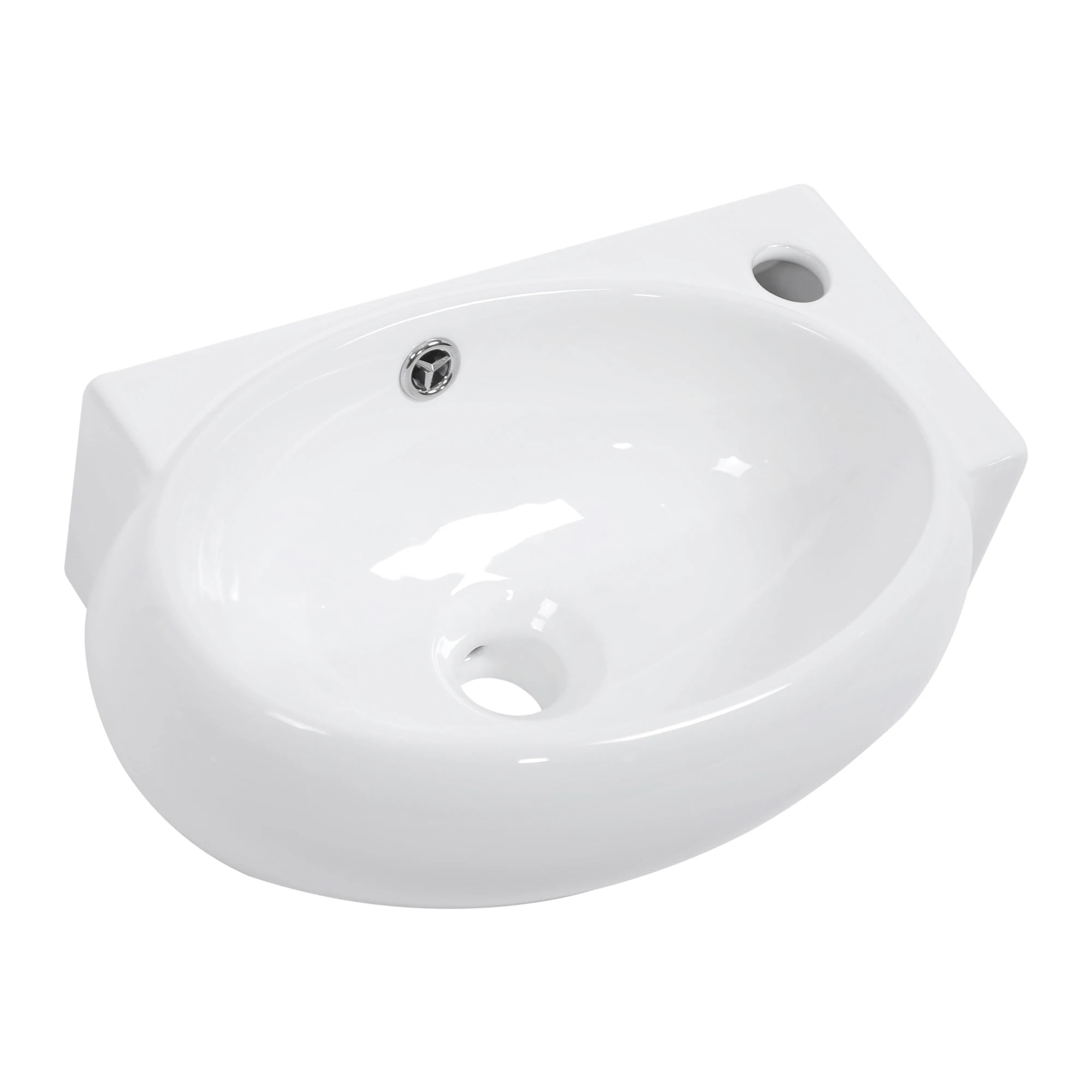 Free Shipping Right Faucet Hole White Ceramic Wash Basin Wall Hung Art Basin Modern Bathroom Sinks Wall Mount Hand Washing Bowl