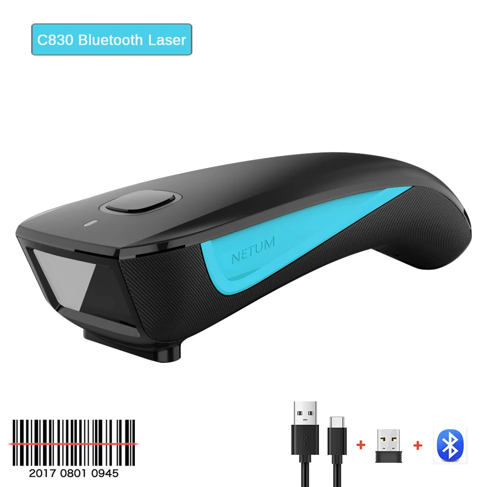 NETUM C750 Bluetooth QR 2D Barcode Scanner AND C830 Wireless Laser 1D usb Bar Code Reader for IOS Android Windows Mobile Payment