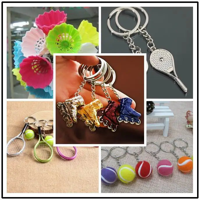 Tennis bag Pendant plastic mini tennis ball key chain small Ornaments sport advertisement keychain fans souvenirs key ring