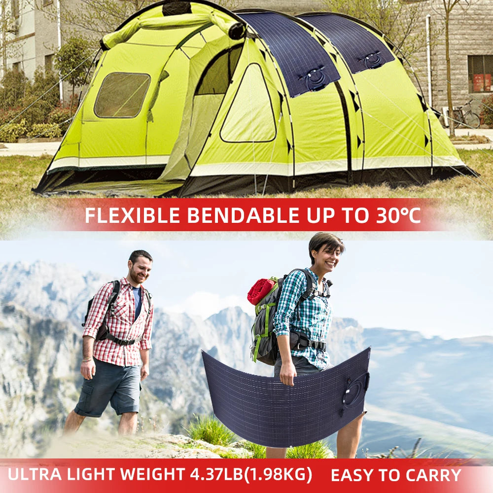 Solar Panel 110W 120W 220W 240W 18V With 9PCS By-Pass Diode ETFE Flexible Solar Cell 12v Battery Charger  For Camping RV Boat