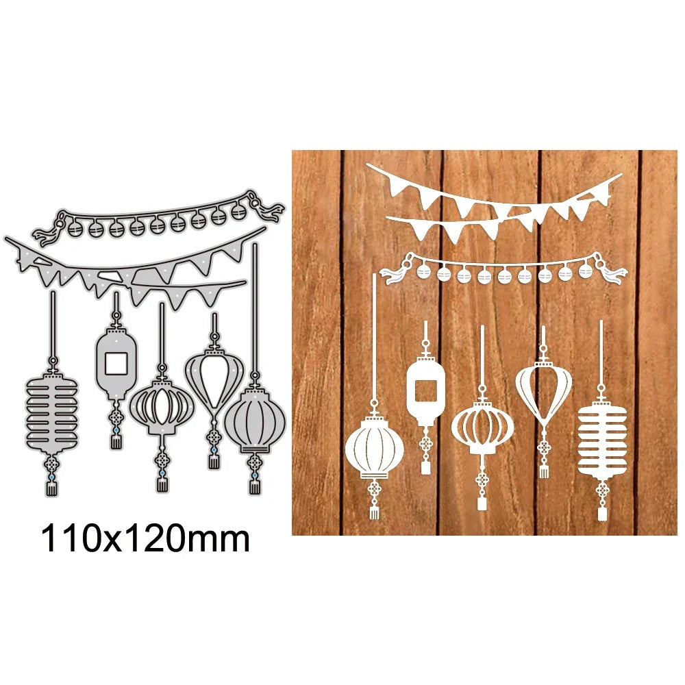 Happy New Year Words Nesting Round Metal Cutting Dies Flower Dragon Chinese Element for DIY Window Decoration Paper Craft