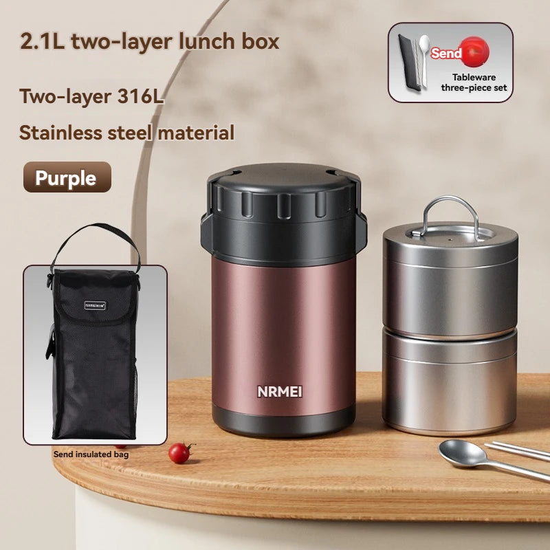 Stainless Steel Lunch Box, Large Capacity, Outdoor Portable Bento Box, Multi-Layer Thermal Food Storage Container, New Upgrade