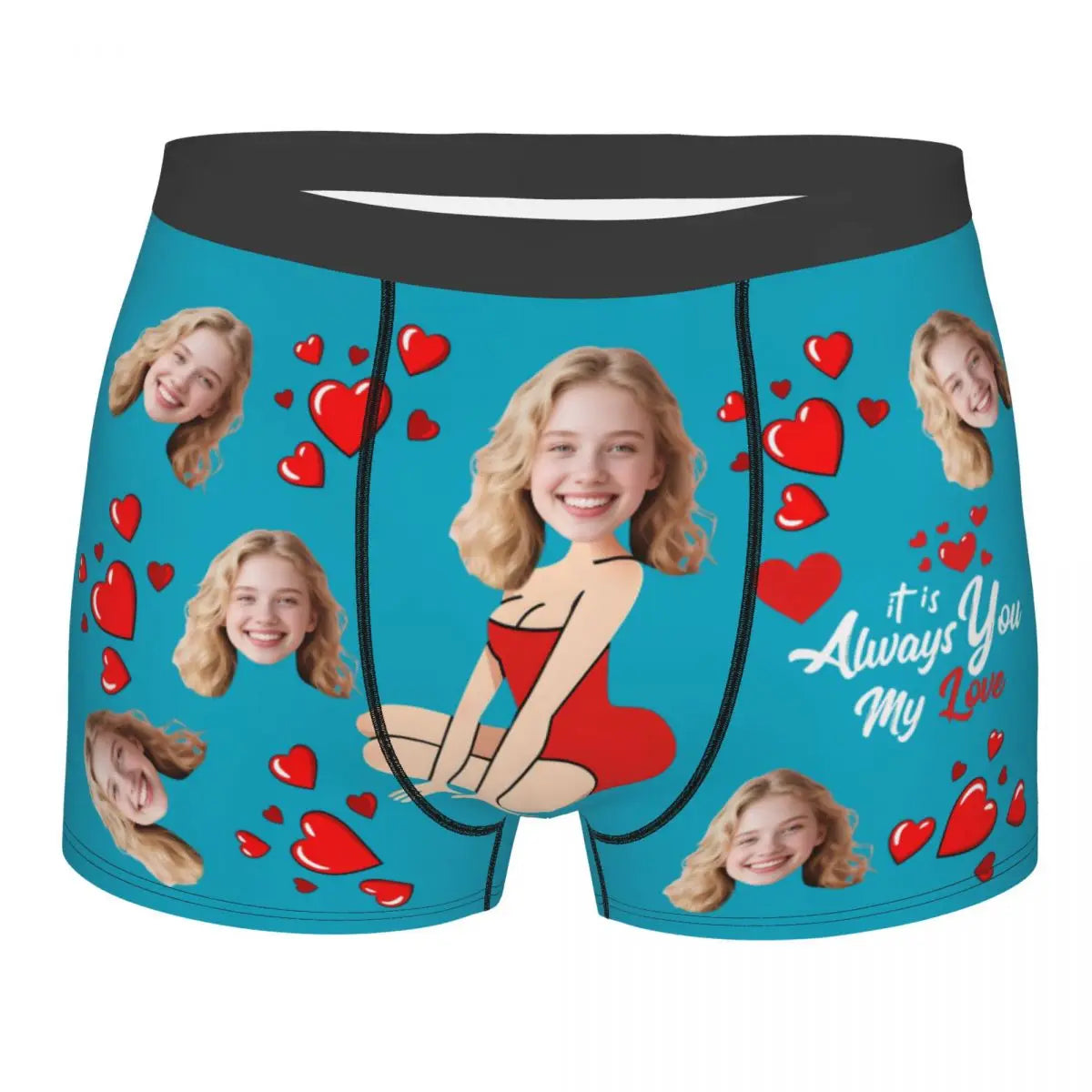 Valentine's Day Men's Personalized Face Photo Custom Underwear Design Your Own Boxer Briefs Panties Underpants For Husband