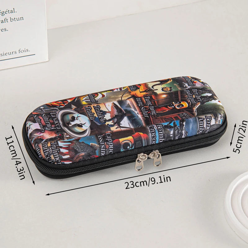 Italian Brainrot Pencil Case Tungtungtung Sahur Pencil Pouch Abstract AI Stationery Bag Back to School Pen Bags Pencil Pouch