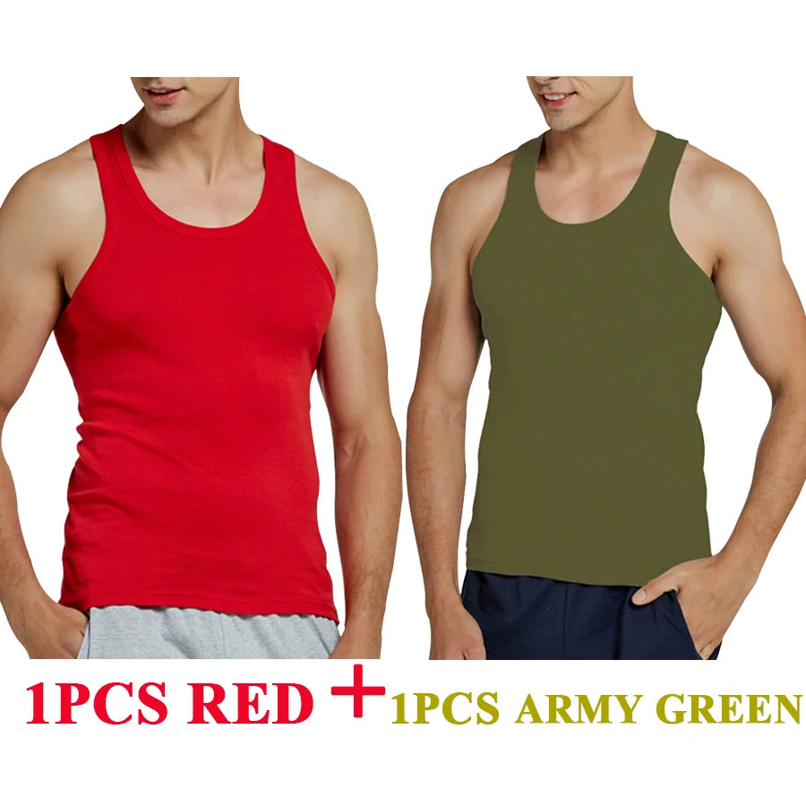Tank Tops Men 100% Cotton Solid Vest Male Breathable Sleeveless Tops Slim Casual Gym Running Comfortable Undershirt Mens Gift