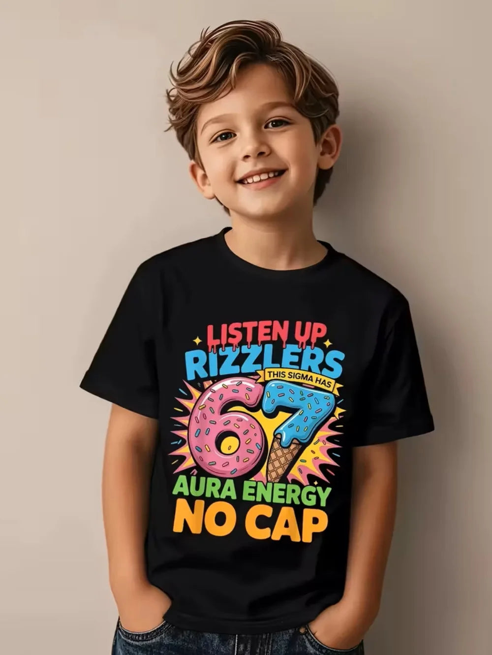 Fun Six Seven 6 7 Meme Design T-Shirt for Kids Chaotic Humor Y2k Game Saying Tee Novelty Gift Boy Top Fashion Children's Clothes