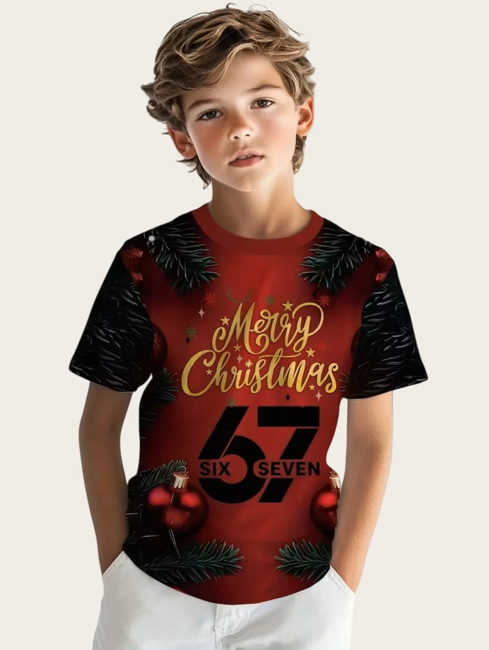 Fun Six Seven 6 7 Meme Design T-Shirt for Kids Chaotic Humor Y2k Game Saying Tee Novelty Gift Boy Top Fashion Children's Clothes