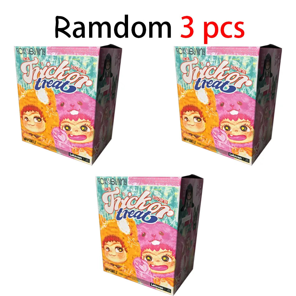 INew Genuine Wakuku Fox And Bunny Trick Treat Series Mystery Box Kawaii Vinyl Doll Plush Toy Kawaii Pendant Collection Toy Gifts