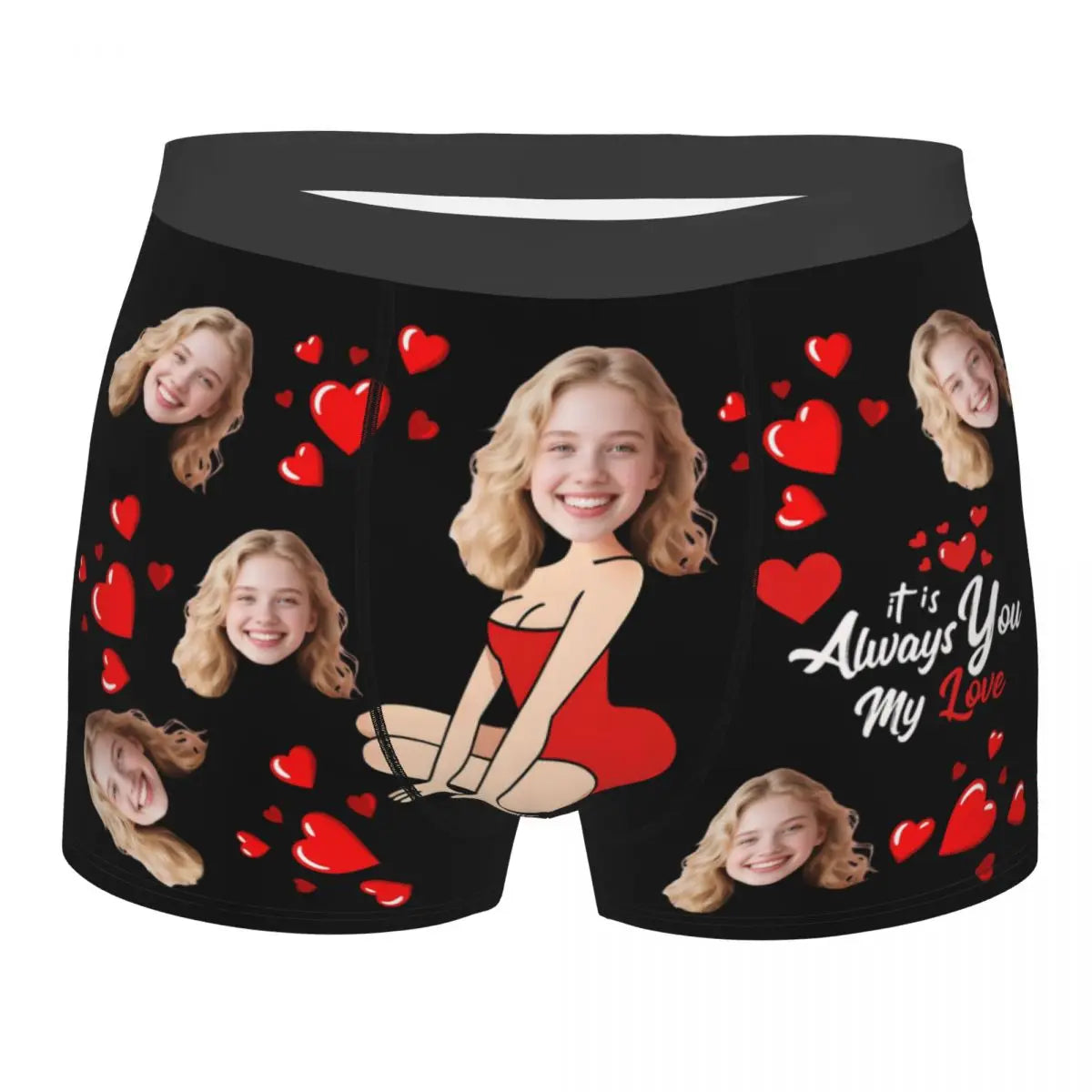 Valentine's Day Men's Personalized Face Photo Custom Underwear Design Your Own Boxer Briefs Panties Underpants For Husband