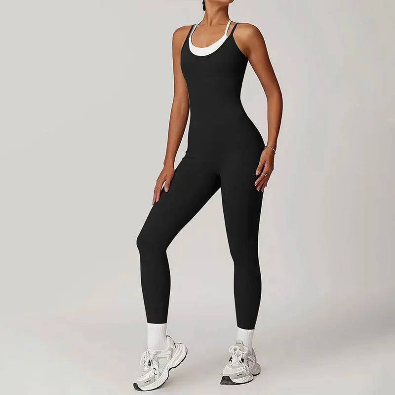 Sporty Women's Jumpsuits Black Sexy Backless Bodycon Female New Jumpsuits Streetwear Fashion O-Neck Sporty Elegant Lady Clothing