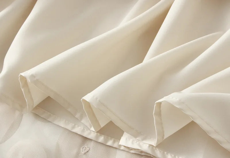 Autumn Winter 3D Circular Applique Mesh Long Skirts 2024 Korean Fashion Hepburn Style High Waist A-LINE Skirt