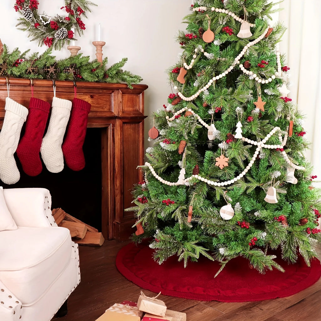 New Year decors tree skirt, knitted tree strap apron, New Year holiday decoration scene decoration props, home office decoration