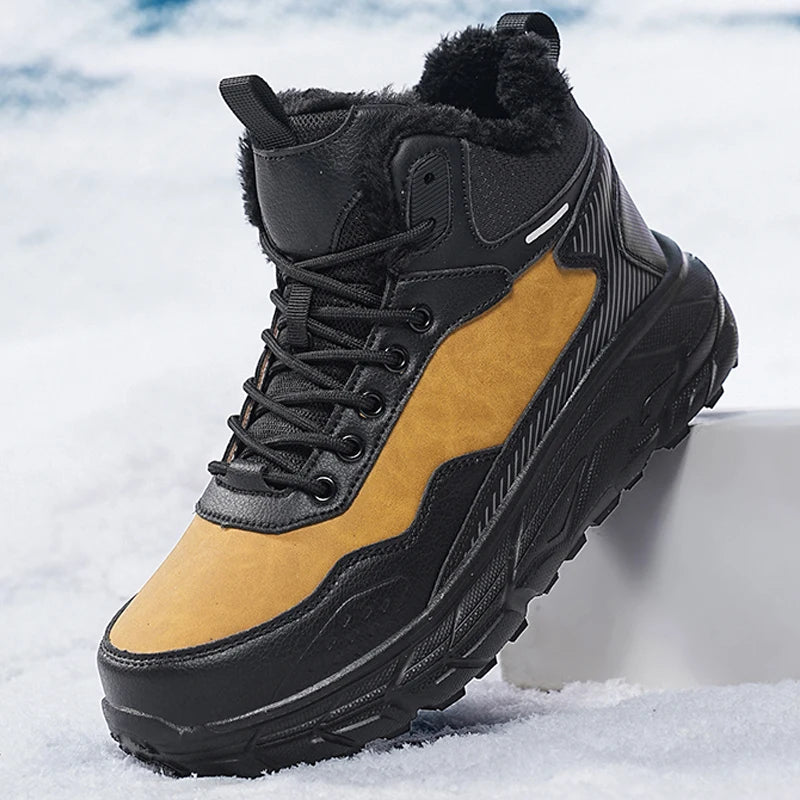 Winter Men Snow Boots  For Men Winter Warm Fur Plus Retro Boots Wear-Resistan Leisure Comfort Vintage Style Boots Men