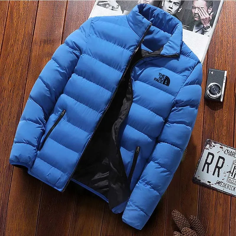 Winter 2025 men's jacket, men's casual wear, solid high neck jacket, men's windproof cotton padded jacket, fashionable and comfo
