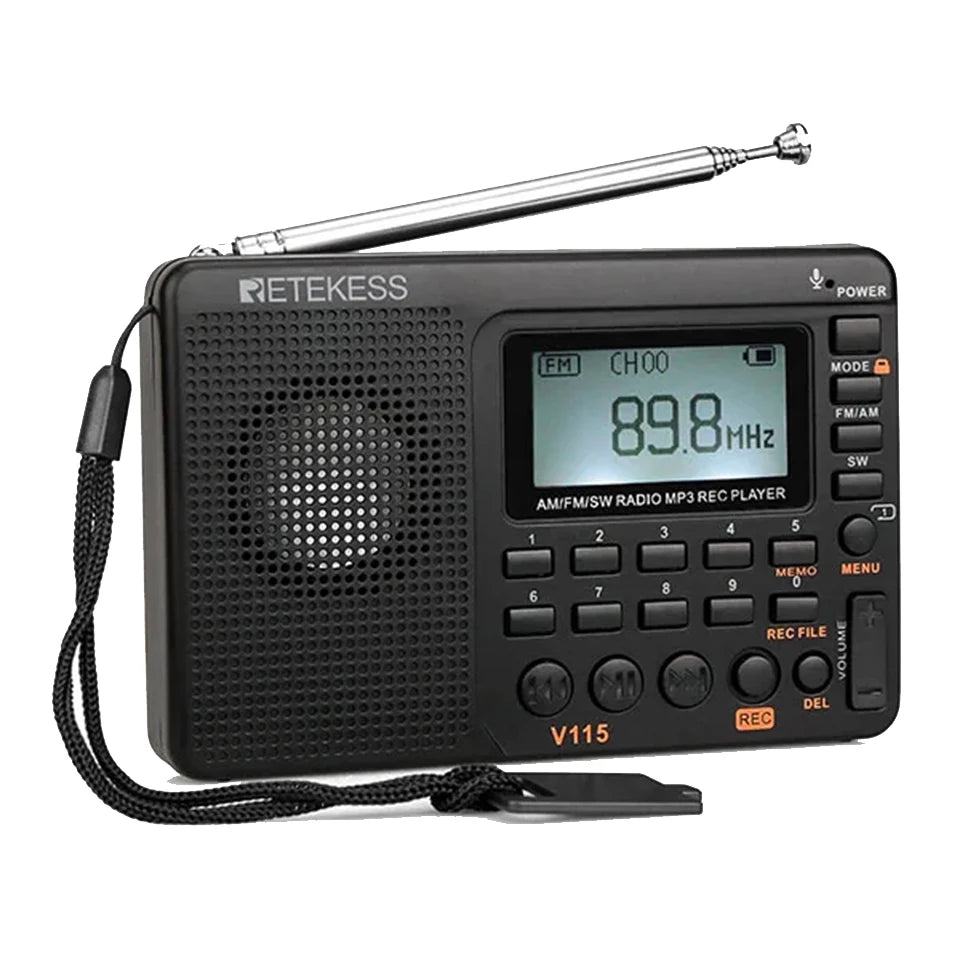 Retekess V115 radio Portable am fm Shortwave radio mini rechargeable radio with MP3 Player, Excellent Sound for Camping and Gift