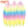 FASHION IDOL Ariel Twist Crochet Hair Synthetic 22 Inch 300g 3 Bundles Water Wave Hair Extensions Ombre Blonde Braid Curly Hair
