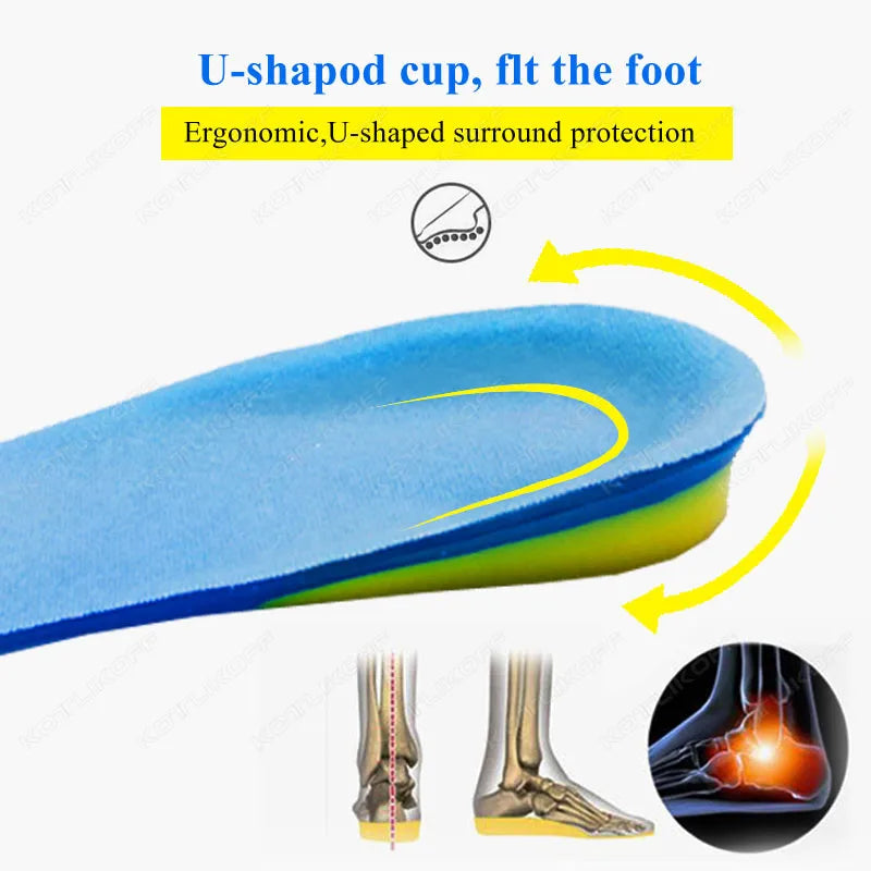 Silicon Gel Insoles Foot Care For Plantar Fasciitis Heel Spur Running Sport Insoles Shock Absorption Pads Arch Orthopedic Insole