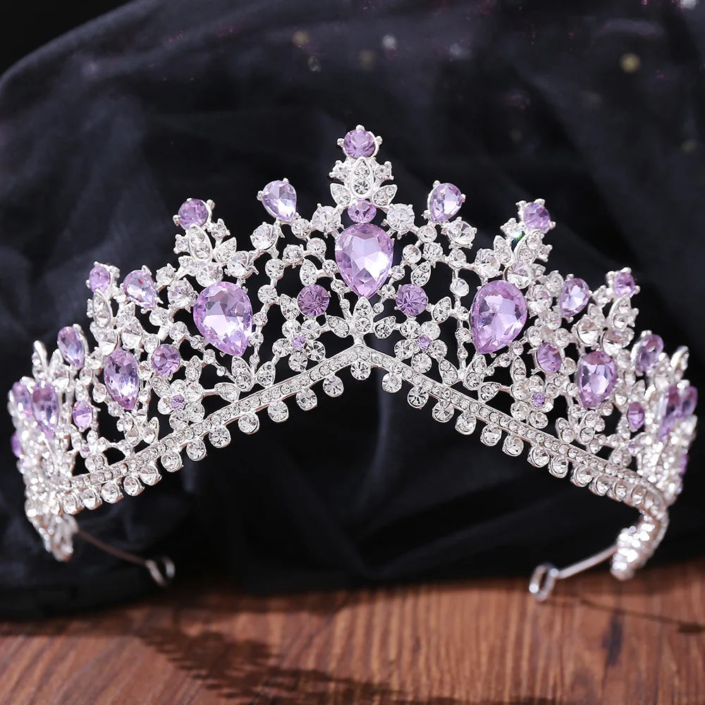 Baroque Bronze Black Green Crystal Bridal Tiaras Crown Vintage Rhinestone Diadem for Brides Headbands Wedding Hair Accessories