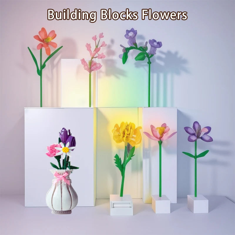 Valentine's Day Immortal Bouquet Creative Desktop Decoration Flowers Building Blocks Puzzle Simulation Toy Girls Gifts #T3