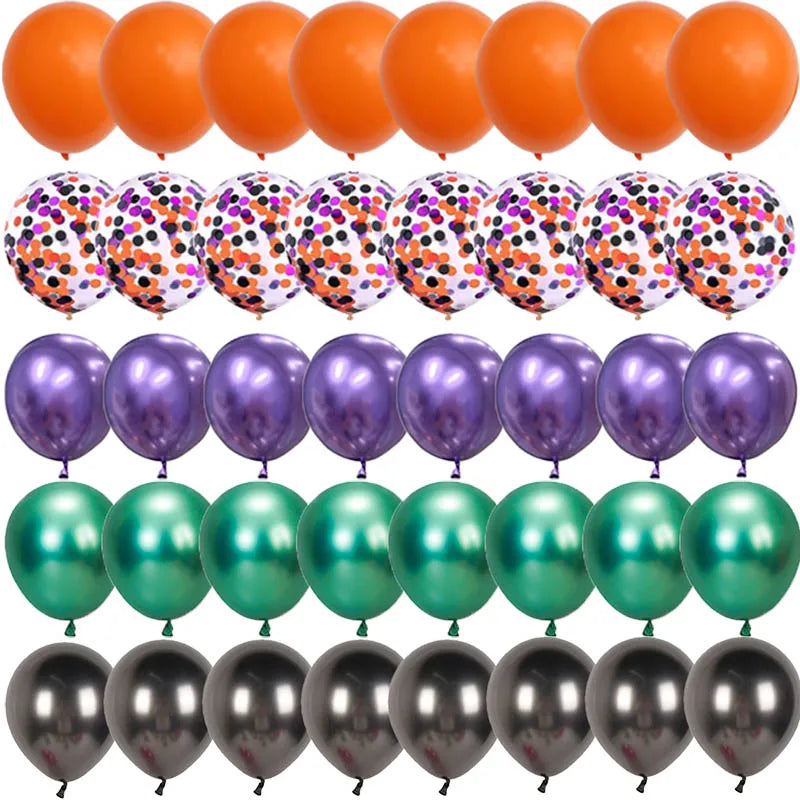 Halloween Decoration Black Orange Purple Balloon Bat Helium Ballon Confetti Metal Latex Globos Birthday Halloween Party Supplies