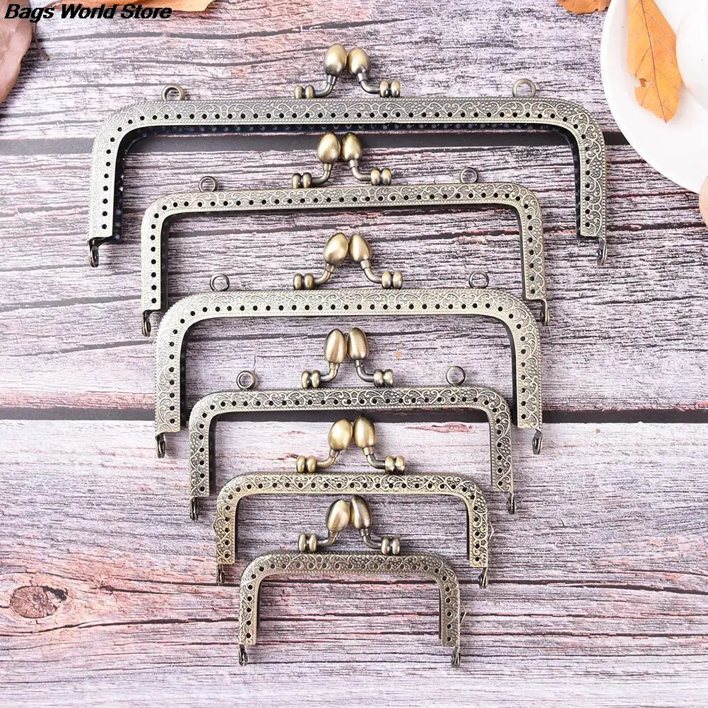 1PCS Bronze DIY Purse Handbag Handle Coins Bags Metal Kiss Clasp Lock Frame New Fashion Handle 8.5/10.5/12.5/15/16/18/20cm