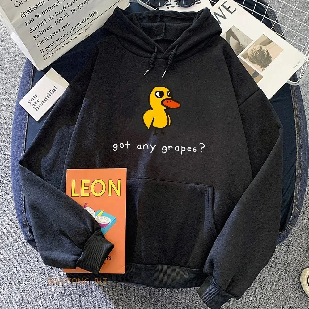 The Duck Song Got Any Grapes Printed Hoodies Kawaii Cartoon Women Sweatshirts Winter Soft Comfortable Hooded Clothing Streetwear