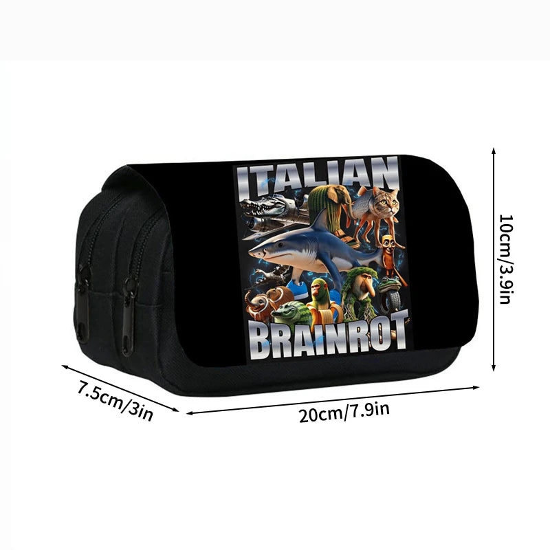 Italian Brainrot Large Capacity Pencil Case Tungtungtung Sahur Stationery Bag Back to School Pen Bag Zipper Boys Pencil Pouch