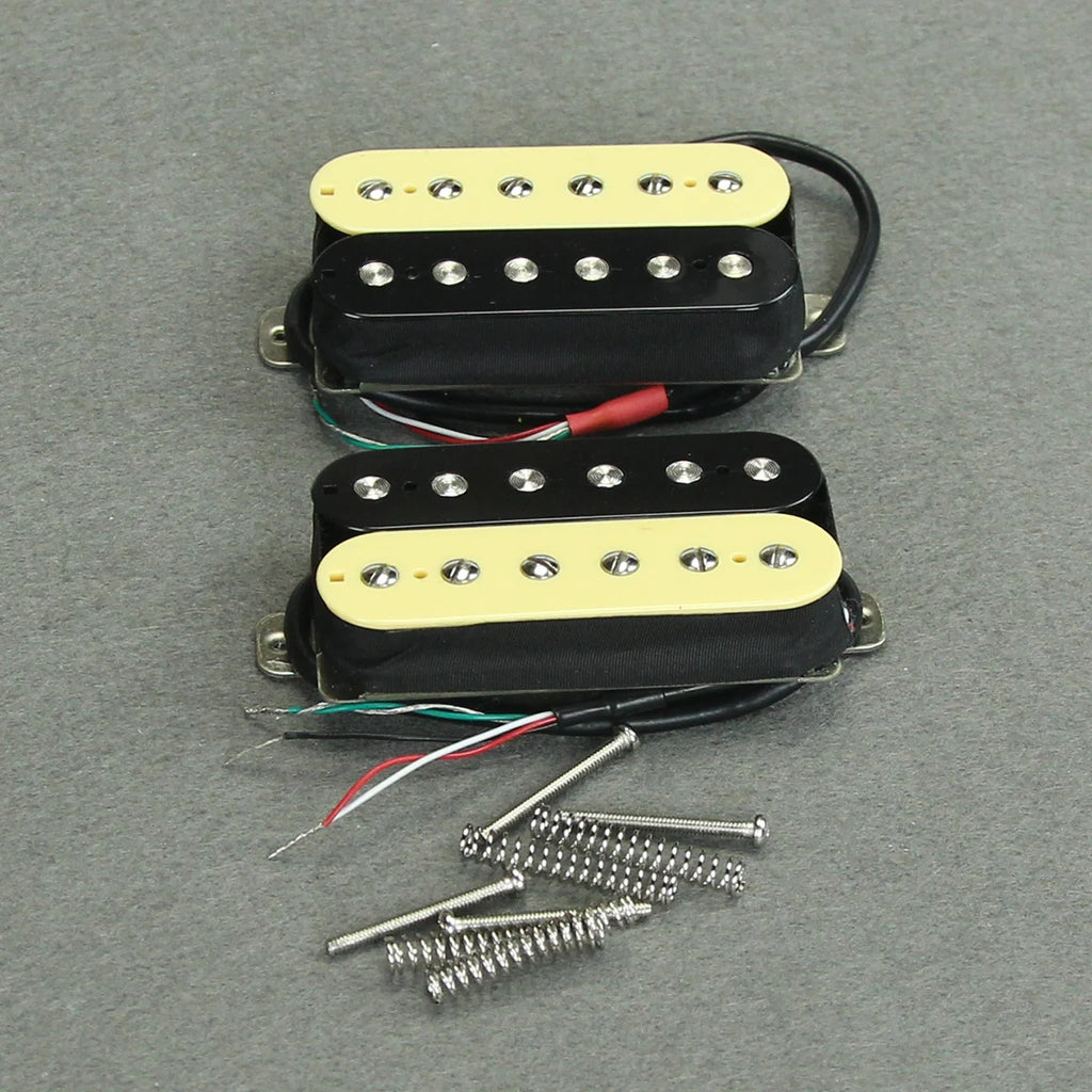 FLEOR 2pcs Alnico 5 Humbucker Pickup Double Coil Electric Guitar Pickup Neck and Bridge Zebra Color