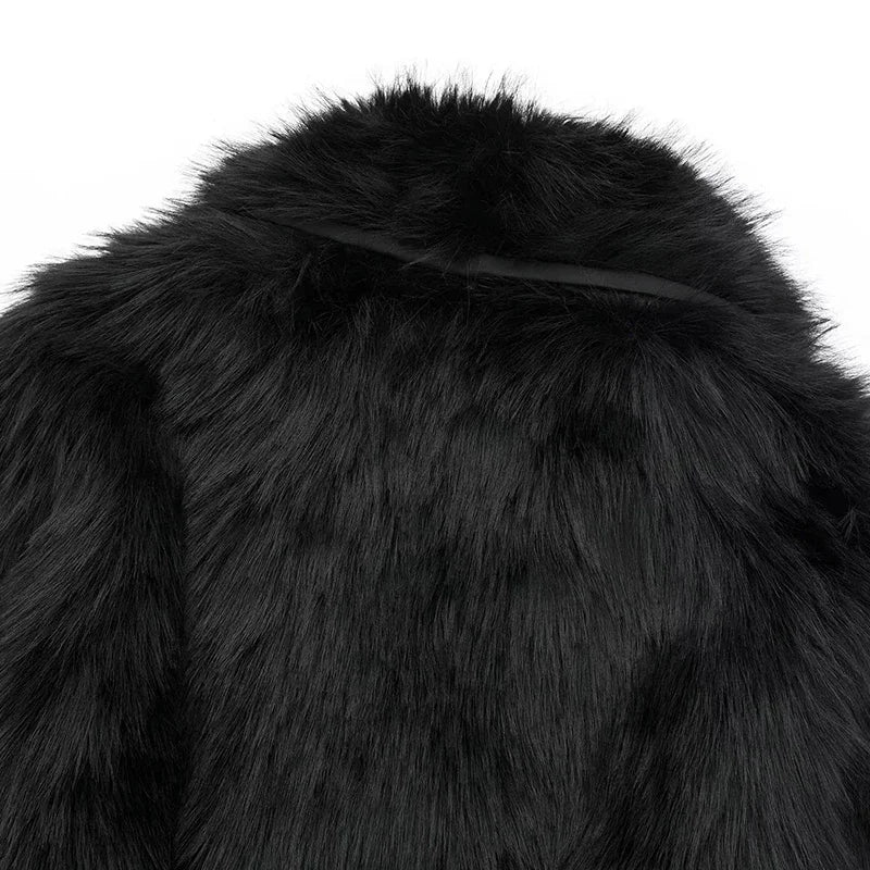 Winter Short Coat Turn Down Collar Elegant Fashion Lapel Faux Fur Coat Jacket French Style Female Warm Outerwear Women Clothing