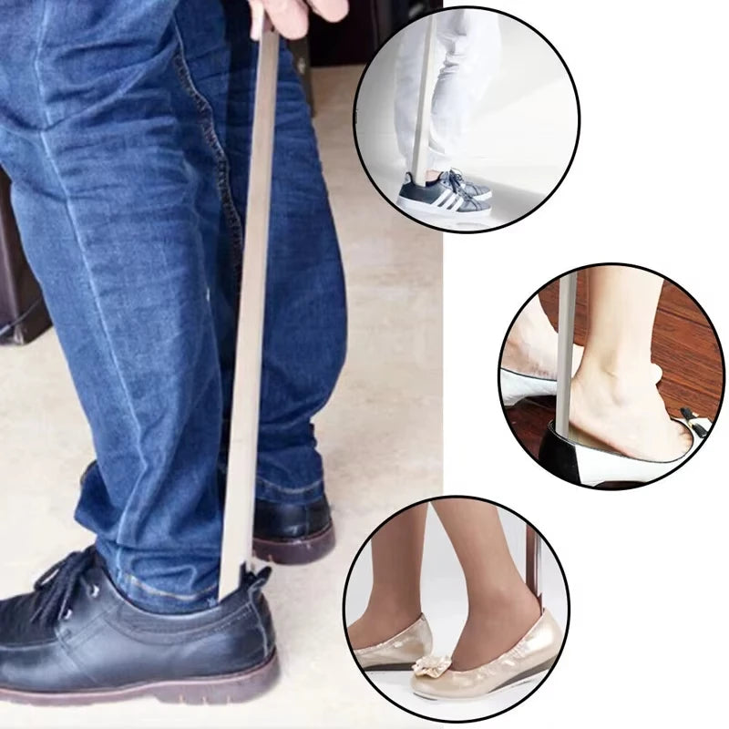 Stainless Steel Shoe Horns Long Handle Home Professional Shoehorn Metal Shoe Extractor Shoe Remover Lifter Pull Tools 52CM