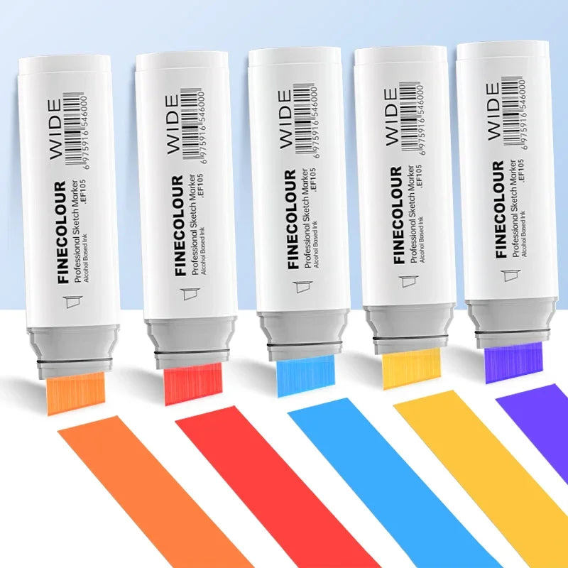 Finecolour EF105 20mm Wide Markers 12colors Alcohol Line Sketching Art Markers Pen Drawing For Large Area Painting Art Supplies