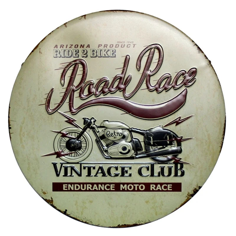 BBQ Zone Retro Plaque Metal Tin Signs Cafe Bar Pub Signboard Wall Decor Vintage Nostalgia Round Plates Christmas Gift 30CM R006