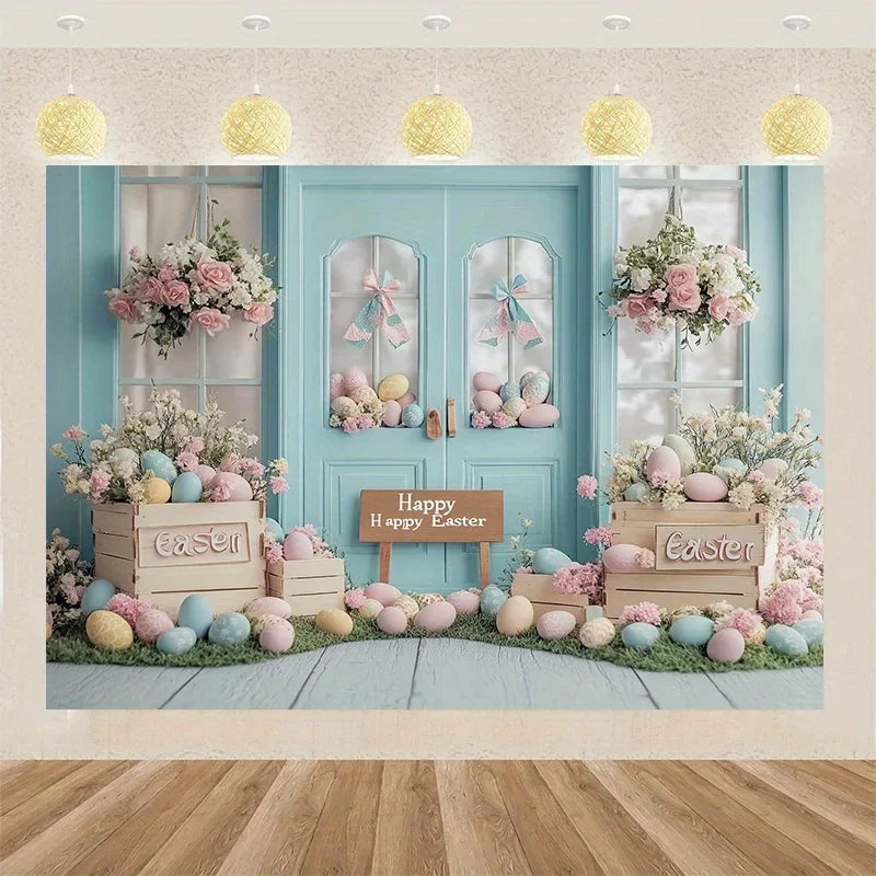 Easter themed polyester background flags for parties, photography studio indoor and outdoor festive decoration flags