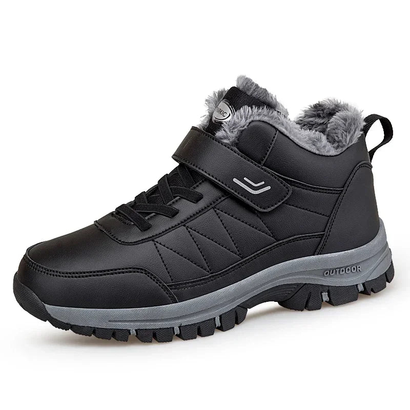 Winter Boots for Men New Waterproof PU Leather Warm Snow Ankle Boots Outdoor Warm plush Non-slip Work High-top Casual Shoes
