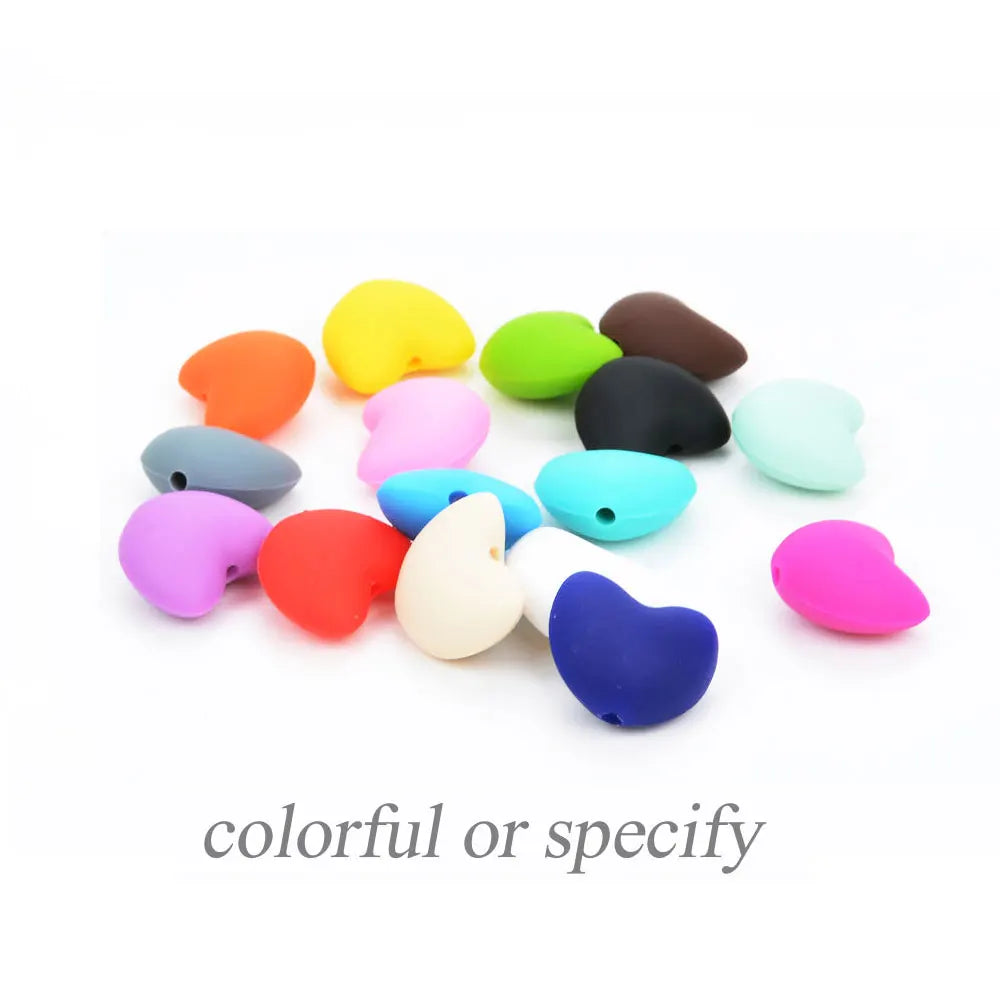 LOFCA Silicone Beads Heart Shape 10pcs Charm Teether Baby Teething Jewelry Nursing Baby Oral Care For Pacifier Holder Necklace