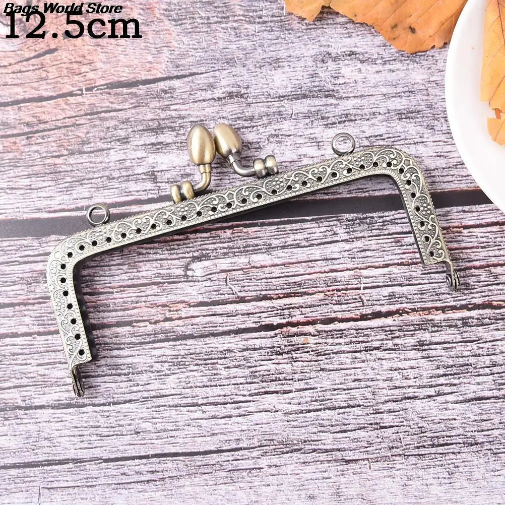 1PCS Bronze DIY Purse Handbag Handle Coins Bags Metal Kiss Clasp Lock Frame New Fashion Handle 8.5/10.5/12.5/15/16/18/20cm