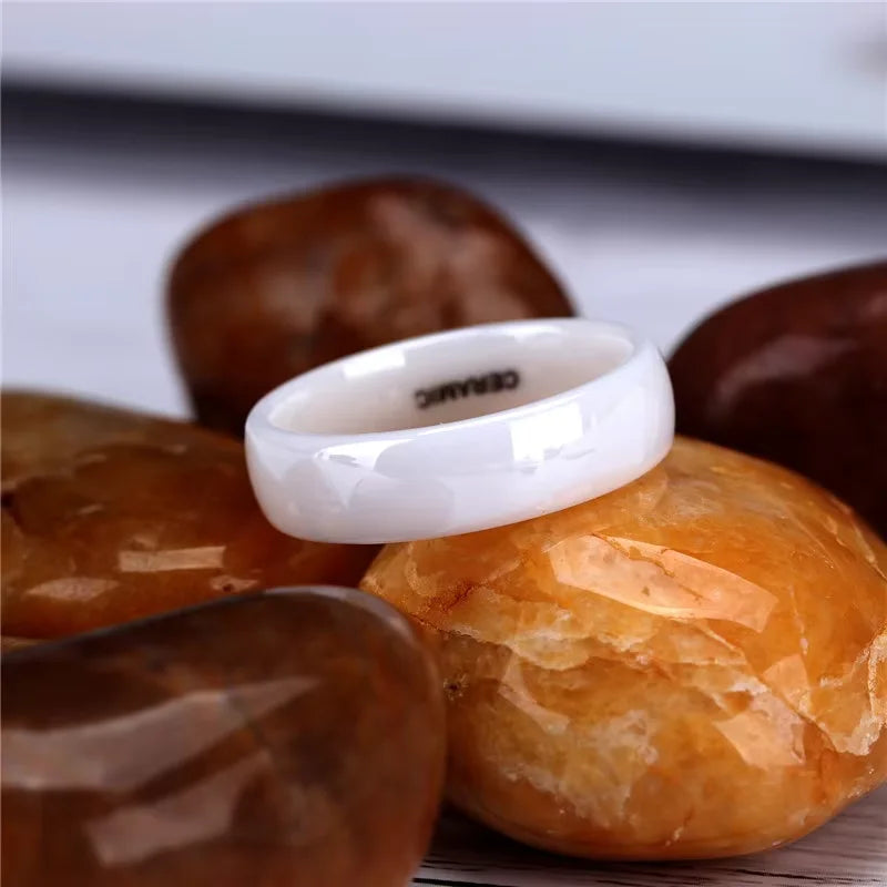 Tigrade 2/4/6mm White Ceramic Ring Black Wedding Engagement Band Men Women Rings Anti-Allergy Minimalist Female Anillos Gentle